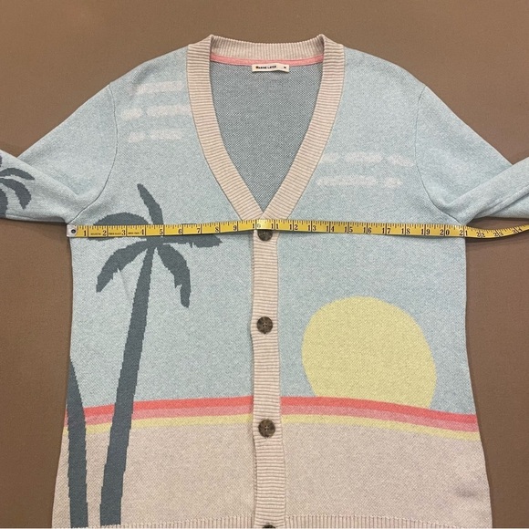 Marine Layer Men’s Palm Tree Sunset Finn Intarsia Cardigan Sweater Size Medium - Picture 8 of 14